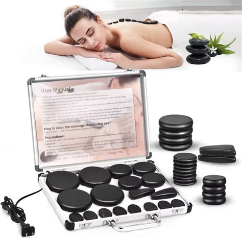 Slimsty Hot Stones Massage Set 18 Pcs Basalt Hot Stones With Heater Kit Massage