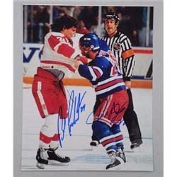 Bob Probert vs. Tie Domi - Historic Fight, Rare Dual Signed 8x10 Photo.