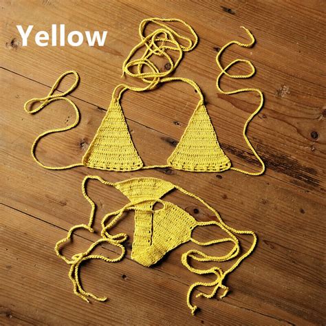 Cotton Color Crochet Micro Swimwear Extreme Mini Sexy Bikini Set Sunbathing EBay