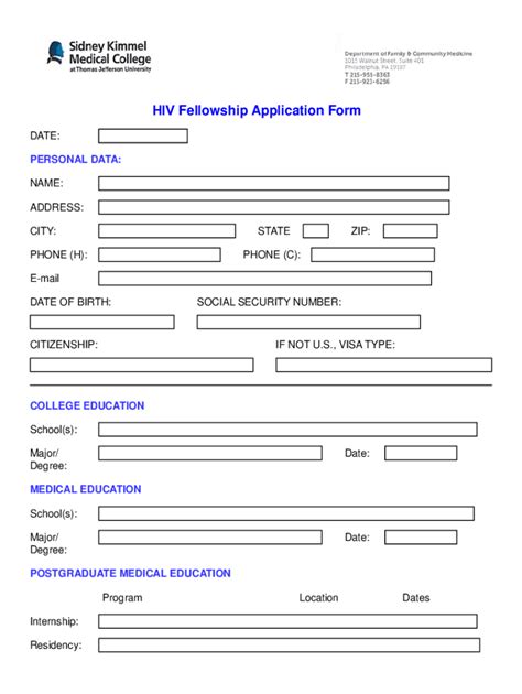 Fillable Online Universal Application For Fellowship Fax Email Print