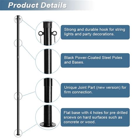 Jh Mech Heavy Duty Backyard Upgraded Thickened Steel Festoon Pole