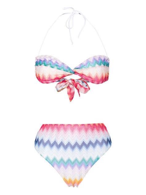 Missoni Zigzag Bandeau Bikini Set Blue FARFETCH