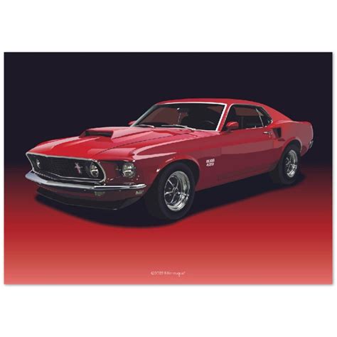 Ford Mustang Boss 429 American Muscle Car Poster US 1960s Etsy