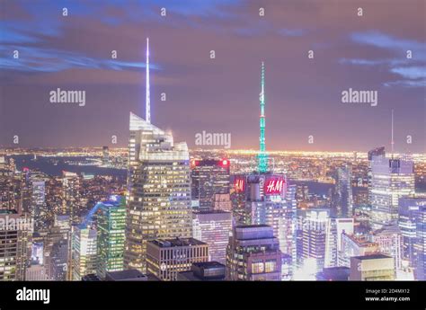 New York City Skyline at Night Stock Photo - Alamy