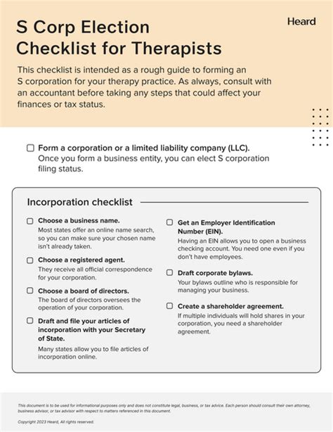 S Corp Election Checklist | Heard