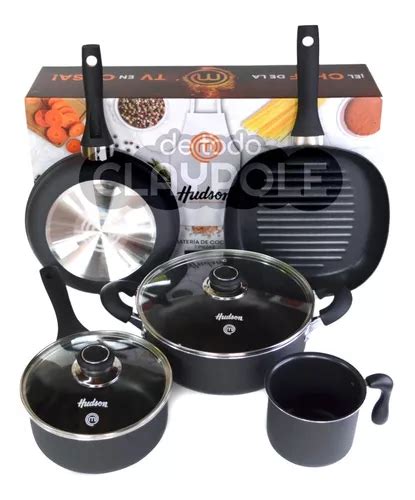 Set Ollas Sarten Bifera Jarro Teflon Hudson 7 Pz Master Chef