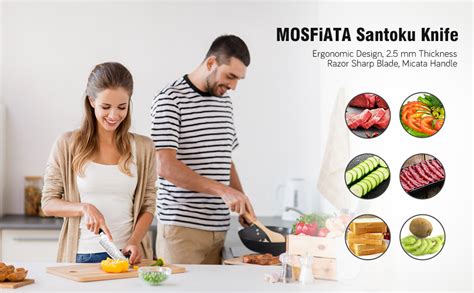 MOSFiATA Couteau De Cuisine Professionnel Super Tranchant De 17 8 Cm