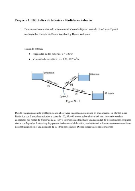 Proyecto 1 Nota 4 8 Proyecto 1 De En 1 Determinar Los Caudales