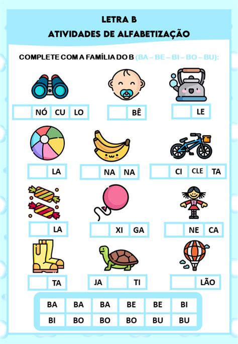 Atividades De Alfabetização 1 Ano Letra B - Letra B - Atividades de Alfabetização 1