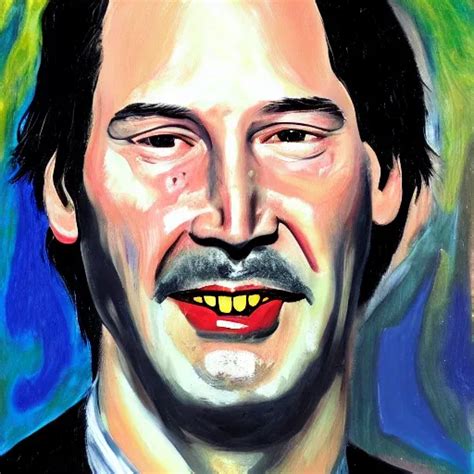 A Deliriously Happy King Keanu Reeves Portrait Oil Stable Diffusion