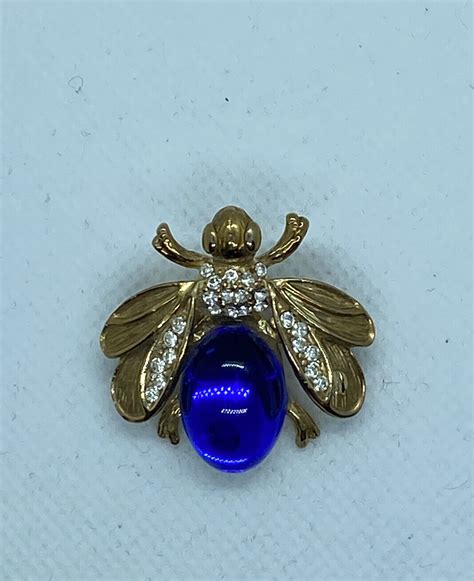 Vintage Beetle Bug Insect Bug Clear Rhinestones Bl Gem