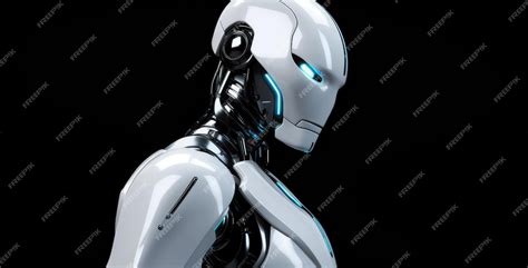 Premium AI Image | a white robot standing on a black background