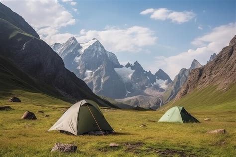 Un Grupo De Tiendas De Campa A Est N Sentadas En Un Campo Con Monta As