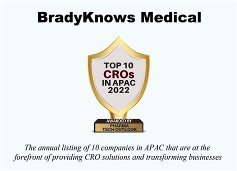 BradyKnows Medical Named Top 10 CRO in APAC 2022 | BradyKnows