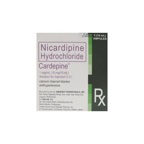 Cardepine Nicardipine Hydrochloride 1mg Ml 10mg 10ml Solution For