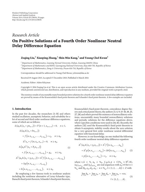 Pdf On Positive Solutions Of A Fourth Order Nonlinear Neutral Delay