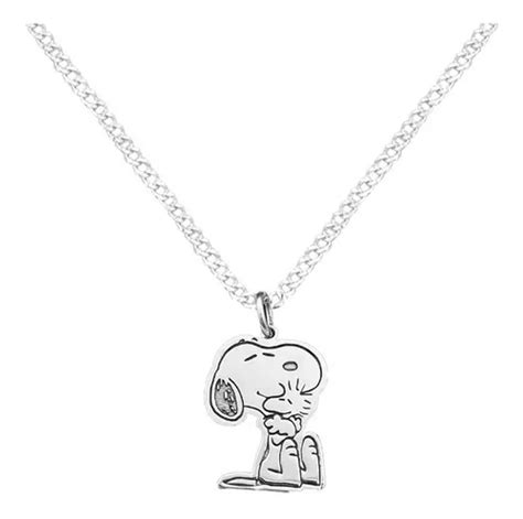 Dije Y Cadena Snoopy Sentado Chico Plata 925 Con Envio Cuotas Sin