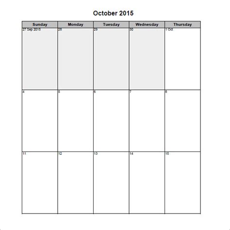 FREE 11+ Blank Calendar Templates in PDF