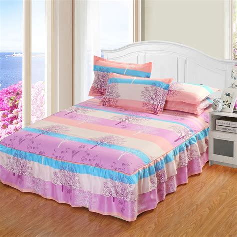 Fashion Mattress Cover Bedspread Colorful Bed Skirt Twin Flat Sheets