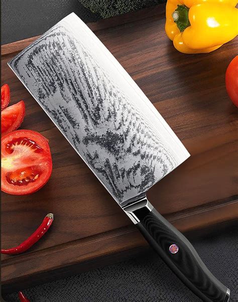 7 Japanese Cleaver Knife With Aus 10 Steel Core Letcase