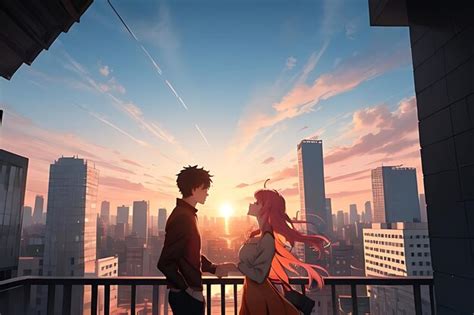 Premium Photo | Romantic scene of anime couple illustration