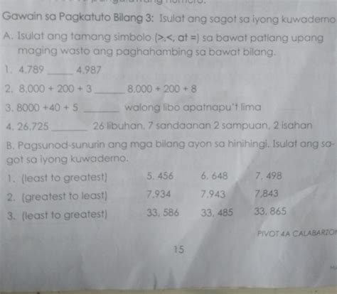 Gawain Sa Pagkatuto Bilang Isulat Ang Sagot Sa Iyong Kuwaderno A