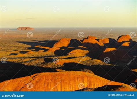 Aerial View Of Kata Tjuta Mountain In Australia Covered In Desert Land