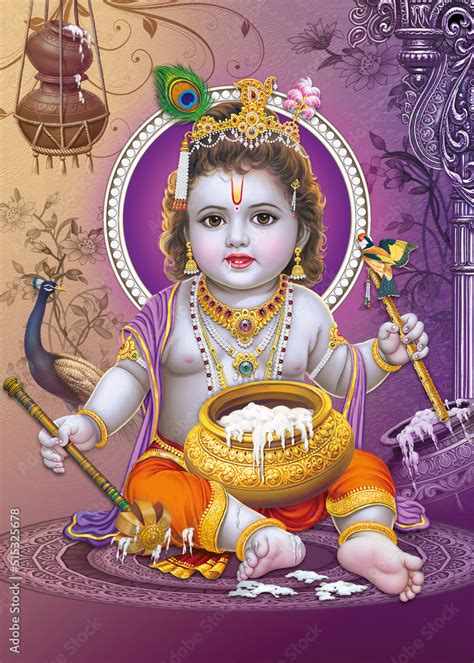 Lord Krishna Bal Krishna Krishna Bachpan Stock Illustration Adobe Stock