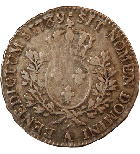 LOUIS XVI 1 2 ECU AUX BRANCHES D OLIVIER 1789 A PARIS Argent TB