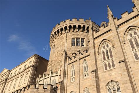 Dublin Castle On A Sunny Day With Clear Blue Sky Ancient Stone