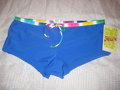 Hobie Swimsuit Small Womens New Boy Leg Bikini Bottoms Blue Multi EBay