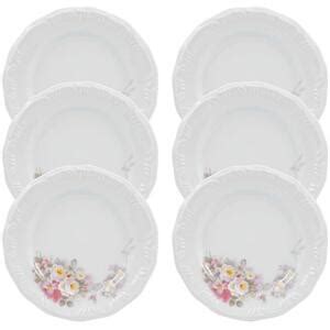 Conjunto De Pratos Sobremesa Schmidt Porcelana Eterna 6 Peças Leroy