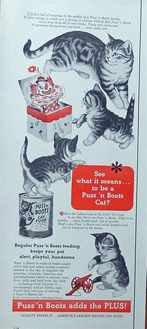 Pussn Boots Cat Food 50s Scarce Print Ad Color