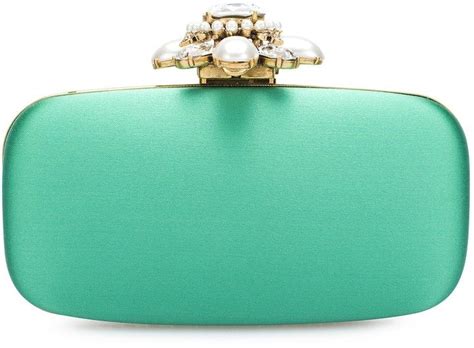 Oscar De La Renta Jade Satin Cabochon Goa ShopStyle Clutches