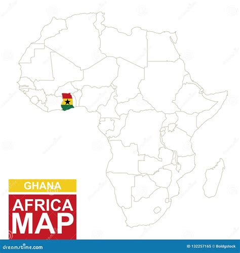 Africa Contoured Map With Highlighted Ghana Stock Vector Illustration