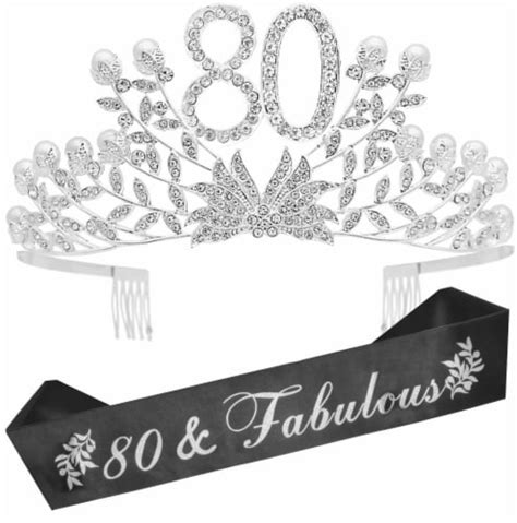 80th Birthday Sash Tiara Set From DORADREAMDEKO Glitter Sash