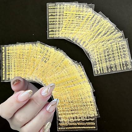 Amazon 30 Sheets Gold Line Nail Art Stickers Gold Lace Nail