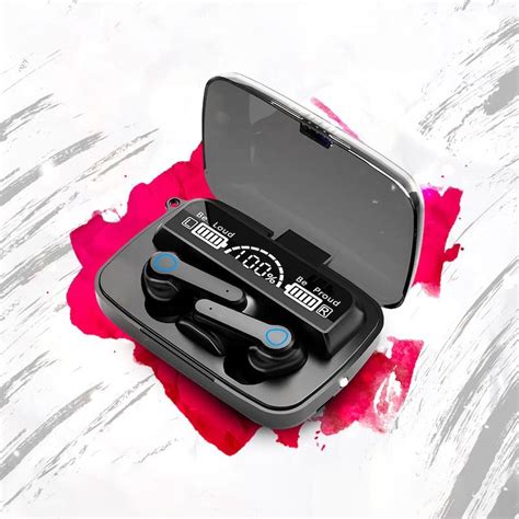 Беспроводные наушники M19 с микрофоном и док станцией-кейсом с PowerBank