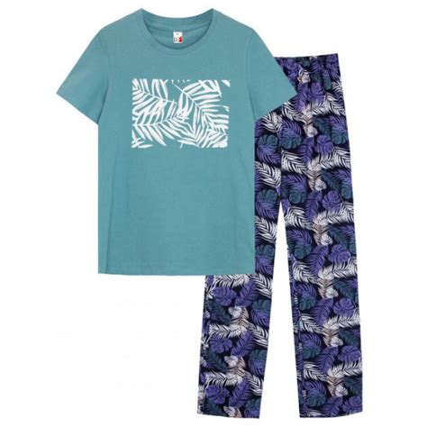 Пижама женская из кулирки футболка с брюками зеленая , -59996 купить в ...