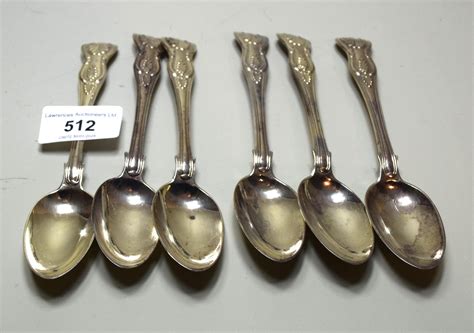 Set Of Six Victorian Silver King S Pattern Tea Spoons Oz T