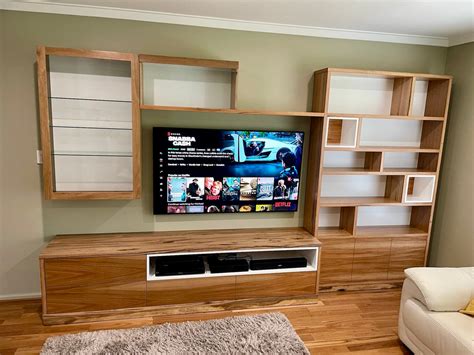 Bespoke Custom Living Room Wall Unit In Jarrah Bespoke Furniture Gallery Perth