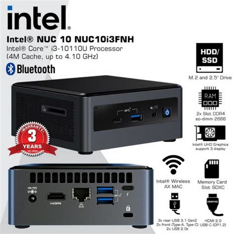 Mini PC Intel NUC BXNUC10i3FNHN 10i3FNHN Intel Core i3 10110U Barebone ...