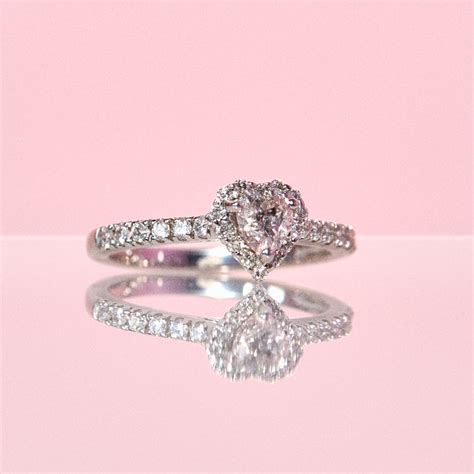 Platinum pink diamond heart shaped ring – Vintage Pink London