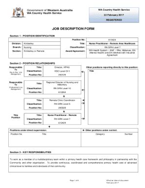 Fillable Online Nurse Practitioner Job Description Template Fax