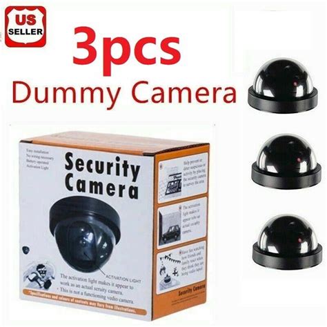 3pcs Fake Security Camera Dummy Dome CCTV with Blinking Red LED Warning ...