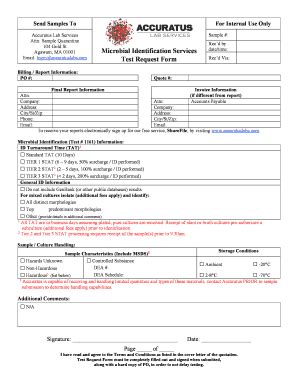 Fillable Online Microbial Identification Services Test Request Form Fax