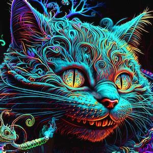 Psychedelic Tapestry Alice In Wonderland UV Blacklight Neon Glow Trippy