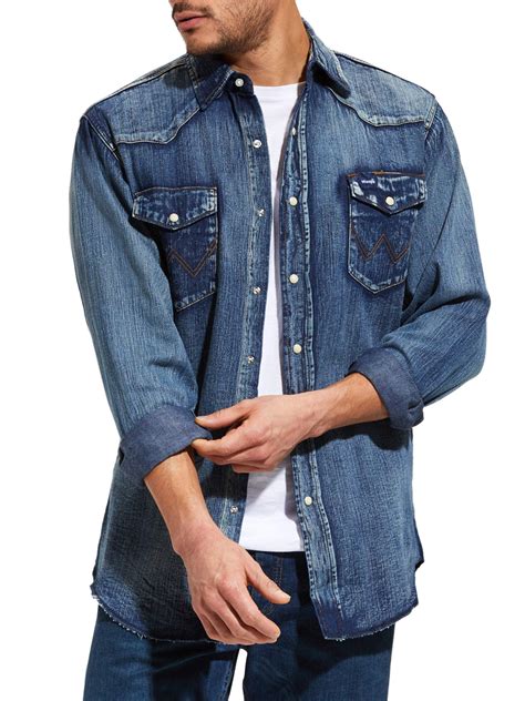 Wrangler Mens Long Sleeve Western Denim Shirt