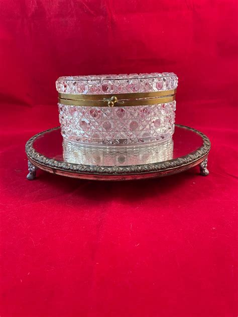 Antique Cut Glass Casket Jewelry Box Dresser Box Etsy