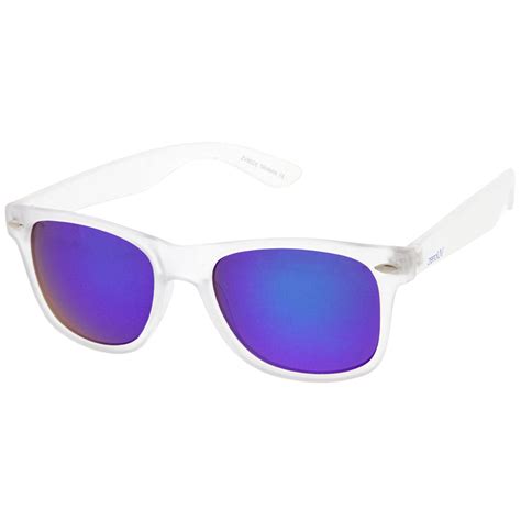 Matte Frosted Frame Reflective Colored Mirror Lens Horn Rimmed Sunglas Sunglassla